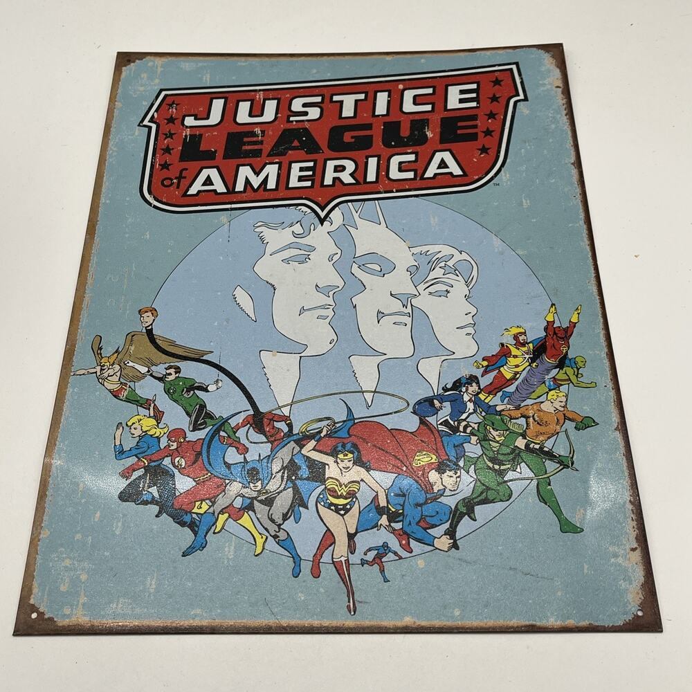 Retro DC Comics Justice League Metal Tin Sign – Wall Decor, Man Cave